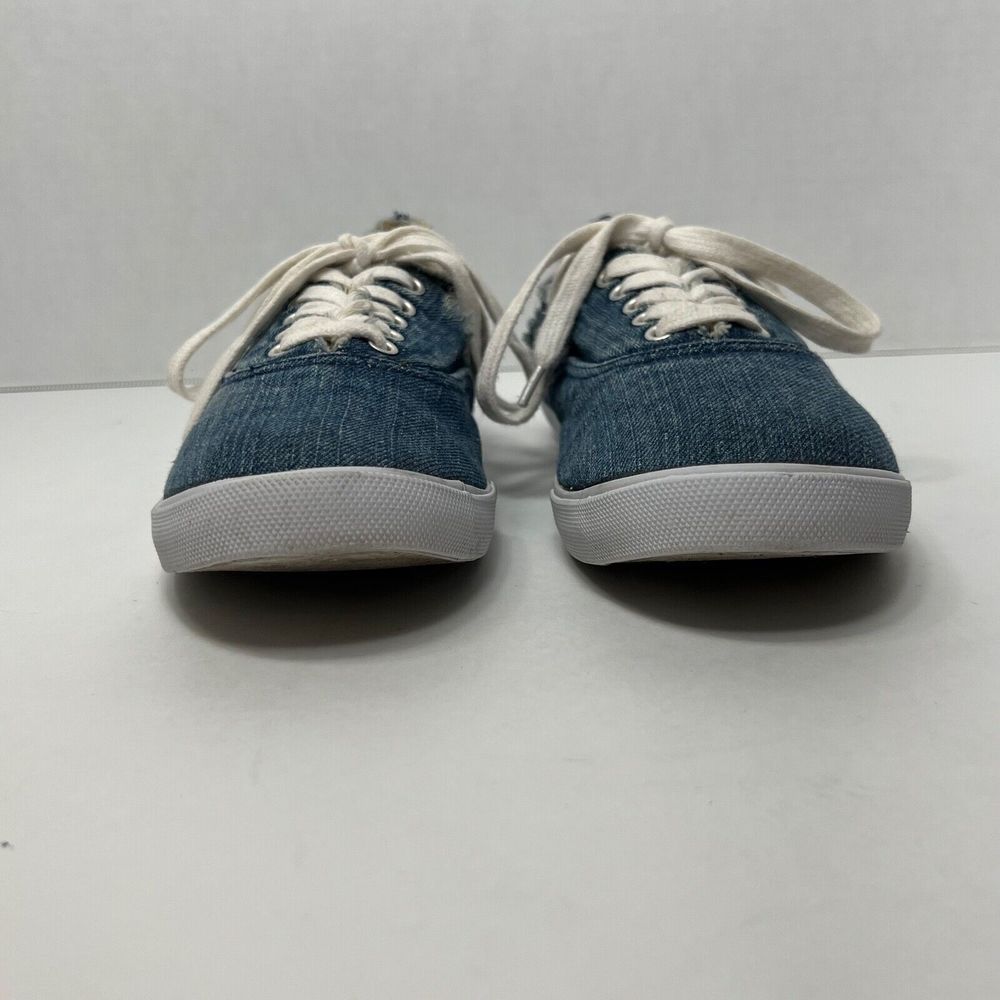 Sam Edelman CALLA Distressed Denim Sneakers Women Size 8 M Frayed Lace Up - Picture 6 of 12